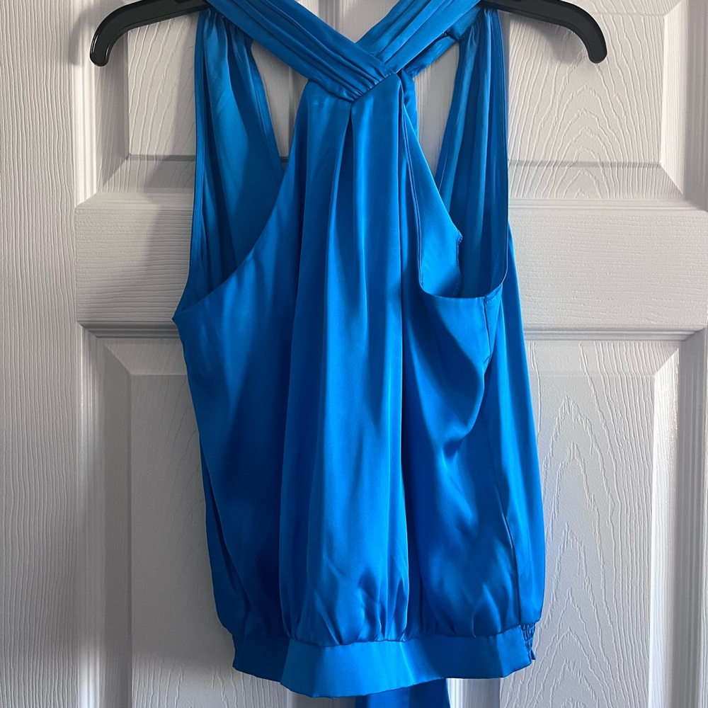 Express Blue HalterTop with unique back tie and waistband! Size Medium